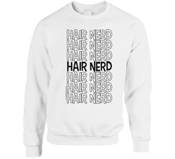 Hair Nerd On Repeat - White Unisex Cotton Crewneck Sweatshirt