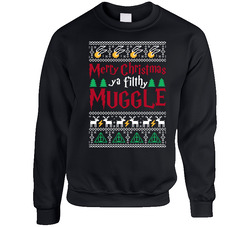 Merry Christmas Ya Filthy Muggle Harry Potter Home Alone Parody Ugly Holiday Sweater Unisex Cotton Crewneck Sweatshirt