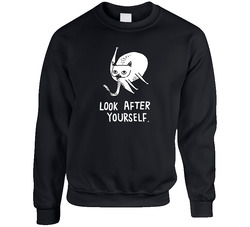 Look After Yourself Funny Cat Grooming Licking Butt Unisex Cotton Crewneck Sweatshirt