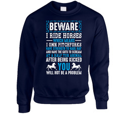 Cocky Horse Rider Equestrian Pride Unisex Cotton Crewneck Sweatshirt