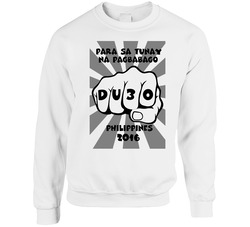 Du30 Para Sa Tunay Na Pagbabago -  White Unisex Cotton Crewneck Sweatshirt
