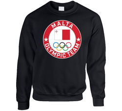 Malta Winter Olympic Team Pyeongchang 2018 Round Logo Unisex Cotton Crewneck Sweatshirt