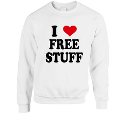 I Heart / Love Free Stuff (black Font) Unisex Cotton Crewneck Sweatshirt