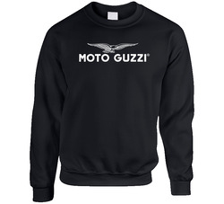 Moto Guzzi Black Unisex Cotton Crewneck Sweatshirt