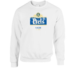 Piels Beer Lager Fan Cool Distressed Grunge Logo Unisex Cotton Crewneck Sweatshirt