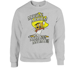 Arriba Andale Speedy Gonzales 50s Looney Toons Cartoon Fan Worn Look Unisex Cotton Crewneck Sweatshirt