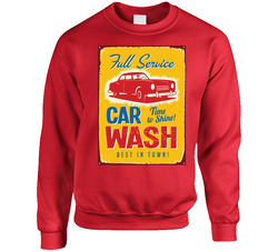 Car Wash Service T Shirt Best In Town Poster Style Red Tee Unisex Cotton Crewneck Sweatshirt