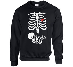 Skeleton Torso With Baby Cute Heart Maternity Halloween Costume Unisex Cotton Crewneck Sweatshirt