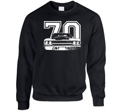 1970 Roadrunner Grill View With Year Black Unisex Cotton Crewneck Sweatshirt