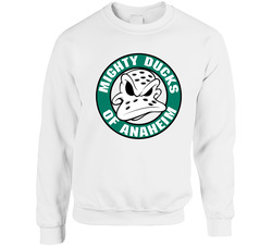 New Mighty Ducks Of Anaheim Movies Nhl Hockey League Standard White Unisex Cotton Crewneck Sweatshirt