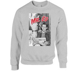 Mr Ed Retro Tv Show Horse Funny Distressed Vintage Unisex Cotton Crewneck Sweatshirt