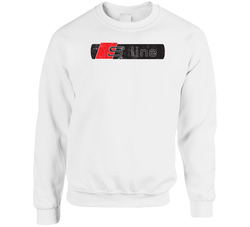 Audi S Line Automobile Car Parts Cool Distressed Style Brand Logo Emblem White Font Unisex Cotton Crewneck Sweatshirt