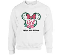 Mrs. Merriam Disney Minnie Mouse Flower Unisex Cotton Crewneck Sweatshirt