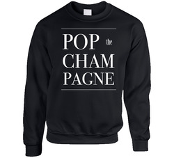 Pop The Champagne Black Unisex Cotton Crewneck Sweatshirt