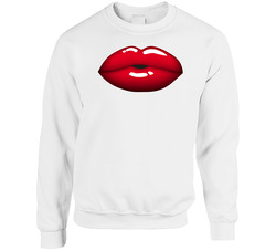 Ruby Red Lips Unisex Cotton Crewneck Sweatshirt