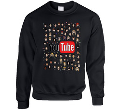 Youtubers Uni Black Unisex Cotton Crewneck Sweatshirt