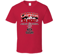 Nick Suzuki Ice Hockey Canada Milano Cortina 2026 Fan T Shirt