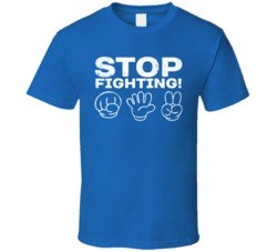 Rock Paper Scissors Stop Fighting Funny Geek Distressed T Shirt