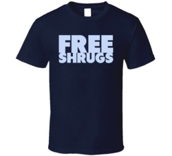 Free Shrugs Funny Not Hugs Don't Care Geek T Shirt
