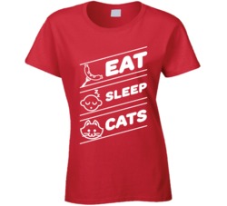 Eat Sleep Cats Funny Feline Owner Cat Pet Lover T Shirt