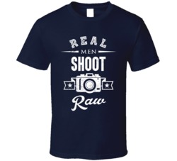 Real Men Shoot Raw Funny Photographer Photography Distressed T Shirt