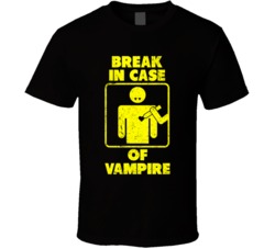 In Case Of Vampire Attack Funny Halloween Emergency Worn T Shirt