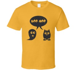 Boo Hoo Funny Halloween Owl Ghost Scary Distressed T Shirt