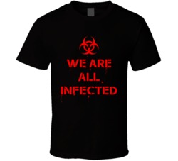 We Are All Infected Funny Zombie Walking Dead Virus Distressed T Shirt