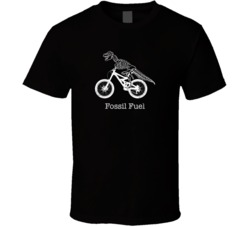 Fossil Fuel Funny Dinosaur Bicycle Worn Look T Shirt