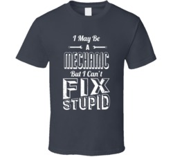 I May Be A Mechanic But I Can't Fix Stupid Funny Worn Look T Shir