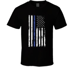 Thin Blue Line American Flag Law Enforcement Appreciation T Shirt