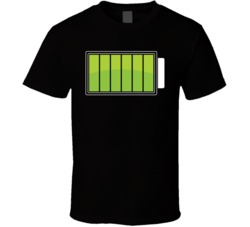 Charged Up Funny Party Battery Geek T Shirt