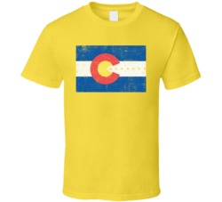 Retro Colorado State Flag Funny Pac Man Video Game Distressed T Shirt