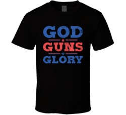 God Guns Glory Funny Patriotic American Worn Look T Shirt