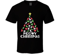 Meowy Christmas Funny Cat Christmas Tree Xmas T Shirt