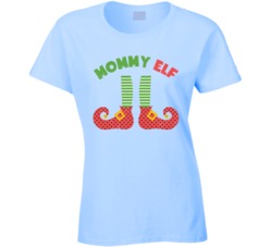 Mommy Elf Funny Christmas Xmas Worn Look T Shirt