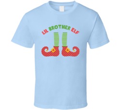 Lil Brother Elf Funny Christmas Xmas Worn Look T Shirt