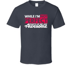 While I'm Not Perfect Parts Of Me Are Awesome Funny Worn Look T S