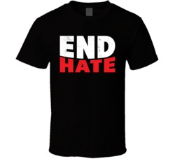 End Hate No Violence Racism Sexism Worn Look T Shirt