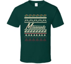 Minnesota Hockey Ugly Christmas Sweater Holiday Sports Fan Gift T Shir