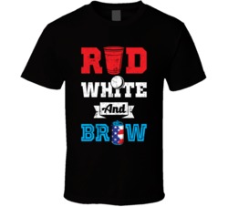 Red White And Brew Beer Pong Indepence Day Worn Look T Shirt