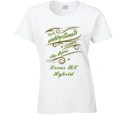 Never Underestimate Woman Who Drives Lexus RX Hybrid Car T shirt