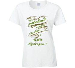 Never Underestimate Woman Who Drives BMW Hydrogen 7 Car T shirt