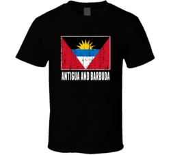 Antigua And Barbuda Country Flag Patriotic Distressed T Shirt