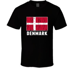 Denmark Country Flag Patriotic Distressed T Shirt
