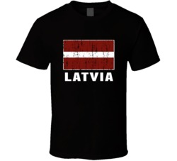 Latvia Country Flag Patriotic Distressed T Shirt
