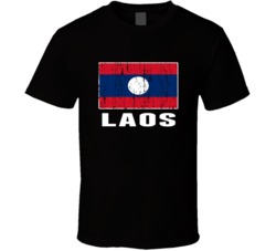 Laos Country Flag Patriotic Distressed T Shirt