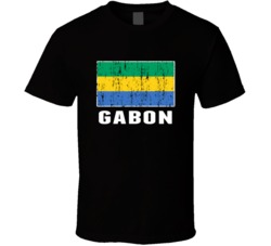 Gabon Country Flag Patriotic Distressed T Shirt
