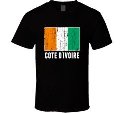 Cote D'Ivoire Country Flag Patriotic Distressed T Shirt