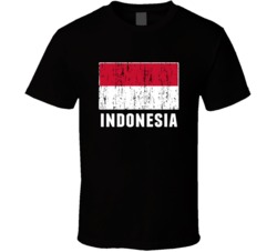 Indonesia Country Flag Patriotic Distressed T Shirt